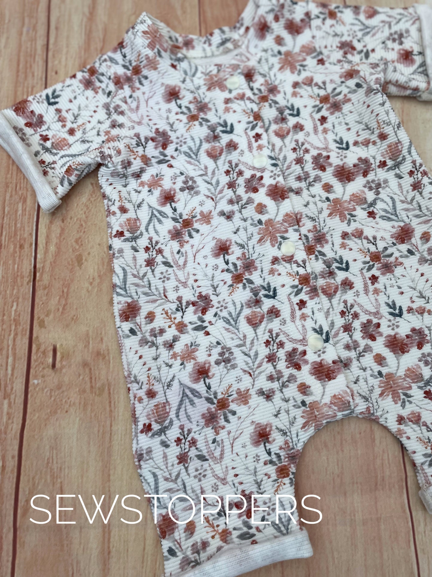 Rolled Hem Romper short 0-3m (ready to ship)