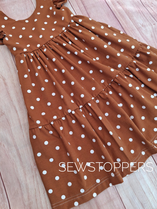 Wrap Back Tiered Dress hemmed 5-6yrss (ready to ship)