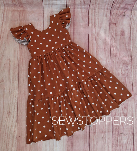 Wrap Back Tiered Dress rolled hem 4-5yrs (ready to ship)